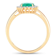 Load image into Gallery viewer, 1.34 Carat Genuine Zambian Emerald and White Diamond 10K Yellow Gold Ring