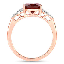 Load image into Gallery viewer, 2.87 Carat Genuine Rhodolite and White Diamond 14K Rose Gold Ring