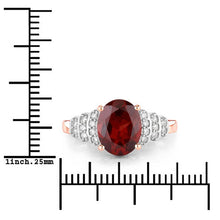 Load image into Gallery viewer, 2.87 Carat Genuine Rhodolite and White Diamond 14K Rose Gold Ring