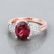 Load image into Gallery viewer, 2.87 Carat Genuine Rhodolite and White Diamond 14K Rose Gold Ring