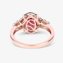 Load image into Gallery viewer, 2.87 Carat Genuine Rhodolite and White Diamond 14K Rose Gold Ring