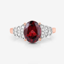 Load image into Gallery viewer, 2.87 Carat Genuine Rhodolite and White Diamond 14K Rose Gold Ring