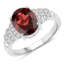 Load image into Gallery viewer, 2.87 Carat Genuine Rhodolite and White Diamond 14K White Gold Ring