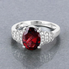 Load image into Gallery viewer, 2.87 Carat Genuine Rhodolite and White Diamond 14K White Gold Ring