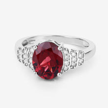 Load image into Gallery viewer, 2.87 Carat Genuine Rhodolite and White Diamond 14K White Gold Ring