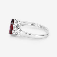 Load image into Gallery viewer, 2.87 Carat Genuine Rhodolite and White Diamond 14K White Gold Ring