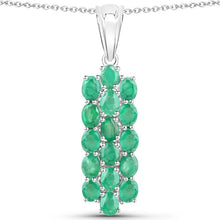 Load image into Gallery viewer, 7.80 Carat Genuine Zambian Emerald .925 Sterling Silver 3 Piece Jewelry Set (Ring, Earrings, and Pendant w/ Chain)