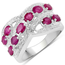 Load image into Gallery viewer, 2.21 Carat Genuine Ruby and White Topaz .925 Sterling Silver Ring