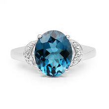 Load image into Gallery viewer, 4.26 Carat Genuine London Blue Topaz & White Topaz .925 Sterling Silver Ring