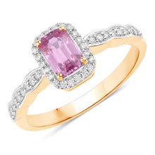 Load image into Gallery viewer, 0.80 Carat Genuine Pink Sapphire and White Diamond 14K Yellow Gold Ring