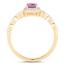 Load image into Gallery viewer, 0.80 Carat Genuine Pink Sapphire and White Diamond 14K Yellow Gold Ring