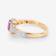 Load image into Gallery viewer, 0.80 Carat Genuine Pink Sapphire and White Diamond 14K Yellow Gold Ring