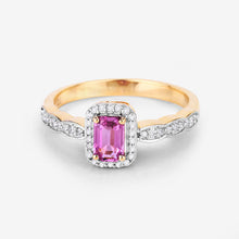 Load image into Gallery viewer, 0.80 Carat Genuine Pink Sapphire and White Diamond 14K Yellow Gold Ring