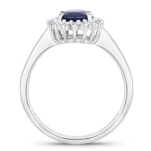 Load image into Gallery viewer, 1.73 Carat Genuine Blue Sapphire and White Diamond 14K White Gold Ring