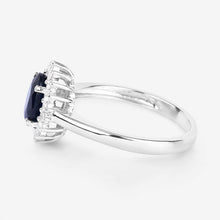 Load image into Gallery viewer, 1.73 Carat Genuine Blue Sapphire and White Diamond 14K White Gold Ring