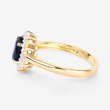 Load image into Gallery viewer, 1.73 Carat Genuine Blue Sapphire and White Diamond 14K Yellow Gold Ring