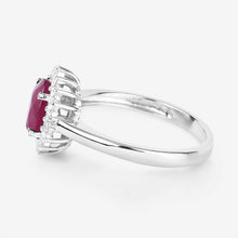 Load image into Gallery viewer, 1.64 Carat Genuine Ruby and White Diamond 14K White Gold Ring