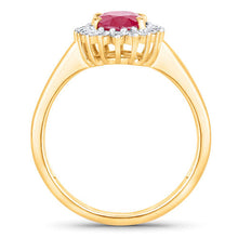 Load image into Gallery viewer, 1.64 Carat Genuine Ruby and White Diamond 14K Yellow Gold Ring
