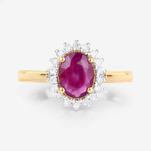 Load image into Gallery viewer, 1.64 Carat Genuine Ruby and White Diamond 14K Yellow Gold Ring