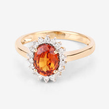 Load image into Gallery viewer, 1.87 Carat Genuine Spessartite Garnet and White Diamond 14K Yellow Gold Ring