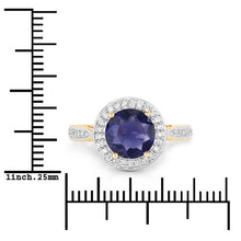 Load image into Gallery viewer, 1.79 Carat Genuine Iolite and White Diamond 14K Yellow Gold Ring
