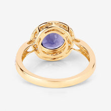Load image into Gallery viewer, 1.79 Carat Genuine Iolite and White Diamond 14K Yellow Gold Ring