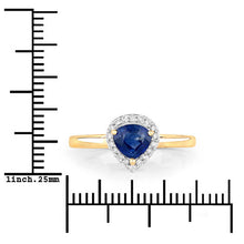 Load image into Gallery viewer, 0.73 Carat Genuine Blue Sapphire and White Diamond 14K Yellow Gold Ring