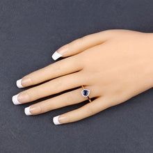 Load image into Gallery viewer, 0.73 Carat Genuine Blue Sapphire and White Diamond 14K Yellow Gold Ring
