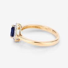 Load image into Gallery viewer, 0.73 Carat Genuine Blue Sapphire and White Diamond 14K Yellow Gold Ring