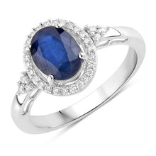 Load image into Gallery viewer, 1.70 Carat Genuine Blue Sapphire and White Diamond 14K White Gold Ring