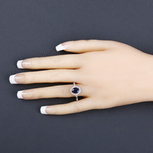 Load image into Gallery viewer, 1.70 Carat Genuine Blue Sapphire and White Diamond 14K White Gold Ring