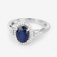 Load image into Gallery viewer, 1.70 Carat Genuine Blue Sapphire and White Diamond 14K White Gold Ring