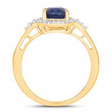 Load image into Gallery viewer, 1.70 Carat Genuine Blue Sapphire and White Diamond 14K Yellow Gold Ring