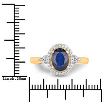 Load image into Gallery viewer, 1.70 Carat Genuine Blue Sapphire and White Diamond 14K Yellow Gold Ring