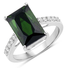 Load image into Gallery viewer, 6.16 Carat Genuine Green Tourmaline and White Diamond 14K White Gold Ring