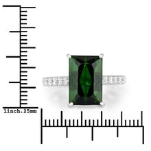 Load image into Gallery viewer, 6.16 Carat Genuine Green Tourmaline and White Diamond 14K White Gold Ring