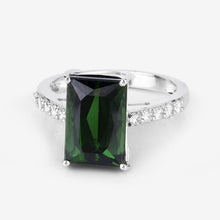 Load image into Gallery viewer, 6.16 Carat Genuine Green Tourmaline and White Diamond 14K White Gold Ring