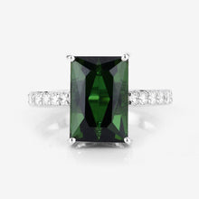 Load image into Gallery viewer, 6.16 Carat Genuine Green Tourmaline and White Diamond 14K White Gold Ring