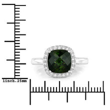 Load image into Gallery viewer, 2.64 Carat Genuine Green Tourmaline and White Diamond 14K White Gold Ring