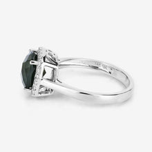Load image into Gallery viewer, 2.64 Carat Genuine Green Tourmaline and White Diamond 14K White Gold Ring