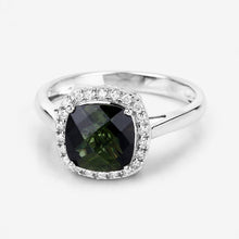 Load image into Gallery viewer, 2.64 Carat Genuine Green Tourmaline and White Diamond 14K White Gold Ring