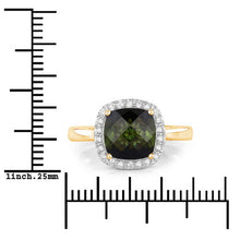 Load image into Gallery viewer, 2.64 Carat Genuine Green Tourmaline and White Diamond 14K Yellow Gold Ring