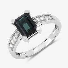 Load image into Gallery viewer, 1.91 Carat Genuine Green Tourmaline and White Diamond 14K White Gold Ring
