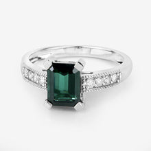 Load image into Gallery viewer, 1.91 Carat Genuine Green Tourmaline and White Diamond 14K White Gold Ring