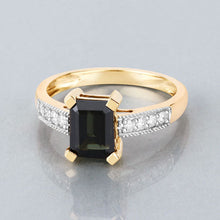 Load image into Gallery viewer, 1.91 Carat Genuine Green Tourmaline and White Diamond 14K Yellow Gold Ring