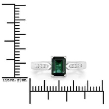 Load image into Gallery viewer, 1.19 Carat Genuine Green Tourmaline and White Diamond 14K White Gold Ring