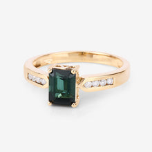 Load image into Gallery viewer, 1.19 Carat Genuine Green Tourmaline and White Diamond 14K Yellow Gold Ring