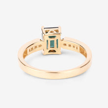 Load image into Gallery viewer, 1.19 Carat Genuine Green Tourmaline and White Diamond 14K Yellow Gold Ring