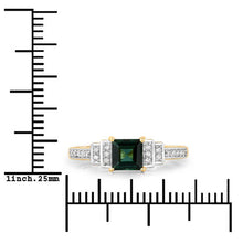 Load image into Gallery viewer, 0.72 Carat Genuine Green Tourmaline and White Diamond 14K Yellow Gold Ring