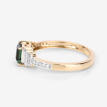 Load image into Gallery viewer, 0.72 Carat Genuine Green Tourmaline and White Diamond 14K Yellow Gold Ring